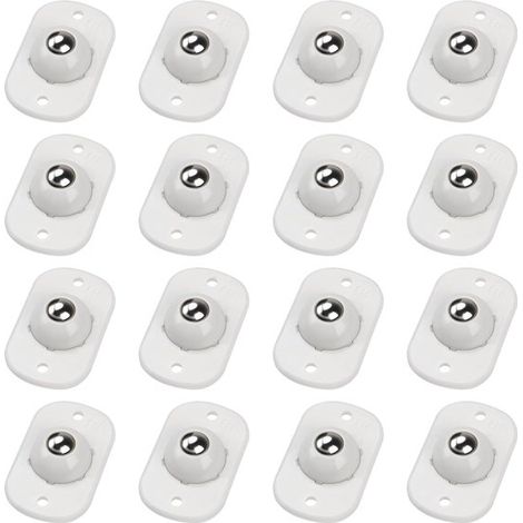 16 pièces - Roulettes - Roulettes pour meubles - Roulettes pivotantes - Roues - Roue universelle - Mini Roues - Rotatives à 360° - pour poubelle, coffre de rangement, petit meuble - blanc et argent - (1/5)
