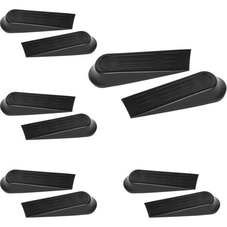 Lot de 10 Cale de Porte Sol, Arrêts de Portes Sol Antidérapante Bloque Porte Sol Plastique (Noir) Butée de porte coupe-vent (1/4)