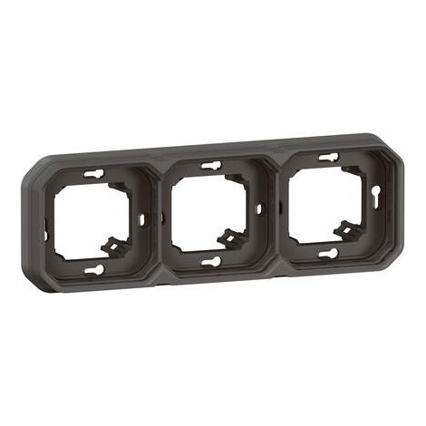SUPPORT PLAQUE ÉTANCHE POUR MONTAGE ENCASTRÉ 3 POSTES HORIZONTAUX OU VERTICAUX PLEXO - ANTHRACITE LEGRAND LEG069608L (1/6)