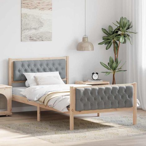 Bed Frame Light Grey 100 x 200 cm Solid Pine Wood vidaXL (1/5)