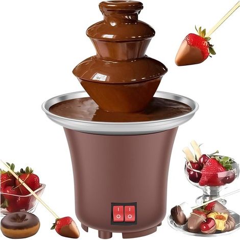 Ynkkvre - Fontaine à chocolat - Chauffage électrique pour faire fondre uniformément le chocolat et le fromage - 1 pièce - Soirées festives en marron (1/5)