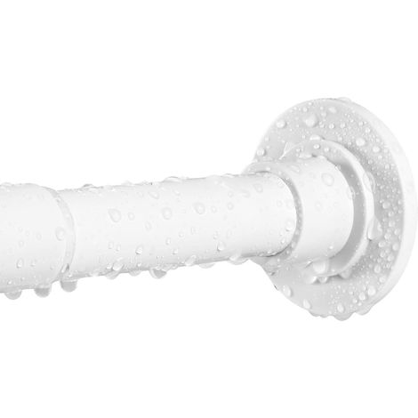 Tringle à rideau de douche en acier inoxydable 74-200 cm - Sans perçage ni rouille - Antidérapante - Réglable - Blanc - Barre de douche extensible pour armoire ou porte (1/5)