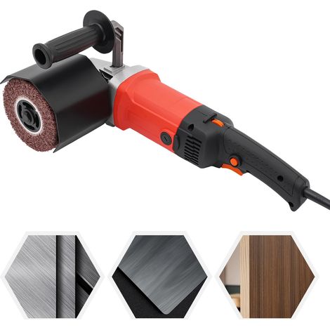 2200W Satiniermaschine Holz Bürstenschleifer Elektrische Satiniermaschine Bürstmaschine für holz Einstellbare Geschwindigkeit Drahtziehmaschine mit 2 Stück Rädern