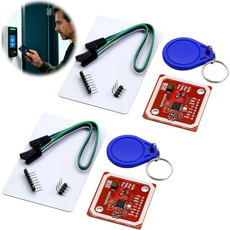 Lot de 2 Module PN532 V3, Module NFC RFID avec Cartes S50 et Porte-clés, Lecteur et Écrivain NFC Compatible Android, P2P, Prend en Charge Mifare 1K 4K ISO/IEC14443-4 pour Arduino, Raspberry Pi, STM32 (1/5)