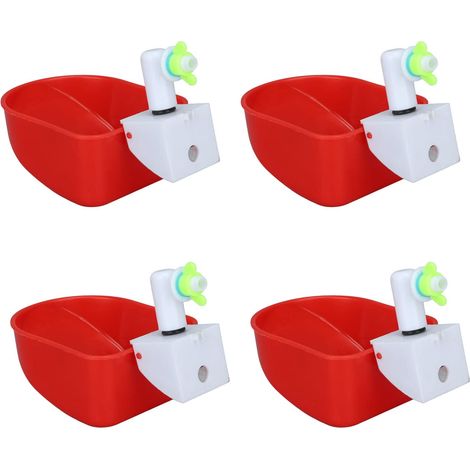 Set di 4 fontanelle automatiche per pollame – riscaldatore d'acqua – vasca rinforzata – pulcini/quaglie – attrezzatura per pollame