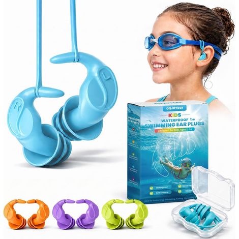 Ohrstöpsel Kinder Schwimmen 4 Paar Wasserdicht mit Band Silikon Wiederverwendbar (1/5)