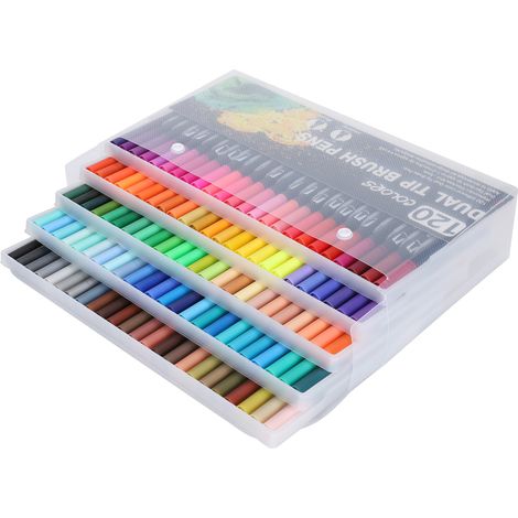 120 Colors DoubleHeaded Watercolor Pen Set Marker Bright and Vivid Color for Painting (1/5)