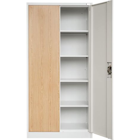 Armoire de Bureau Métal 4 Étagères Verrouillable 195 x 90 x 40 cm (1/5)