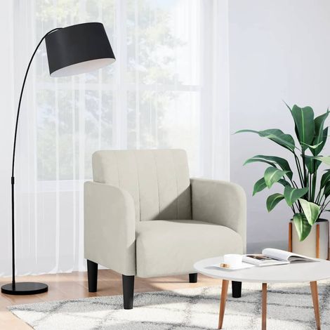 Sessel mit Armlehnen Creme 54 cm Samt (1/5)