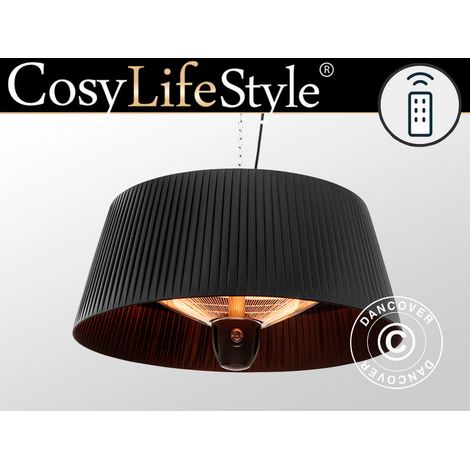 Calefactor de exterior halógeno colgante IKEMA w/RC, 1500W, Negro - Dancover