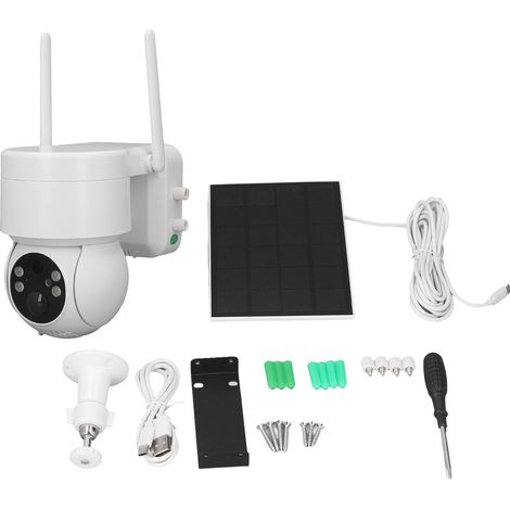 Caméra de Surveillance Solaire WiFi HD 1080P IP65 Rechargeable Vision Nocturne 1920x1080 Caméra de Sécurité Extérieure Étanche (1/5)