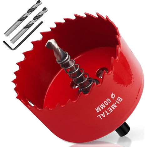 Scie Cloche 60mm, HSS M42 Bi-Métal Scies-cloches Bois 1 Pièce Rouge (1/5)