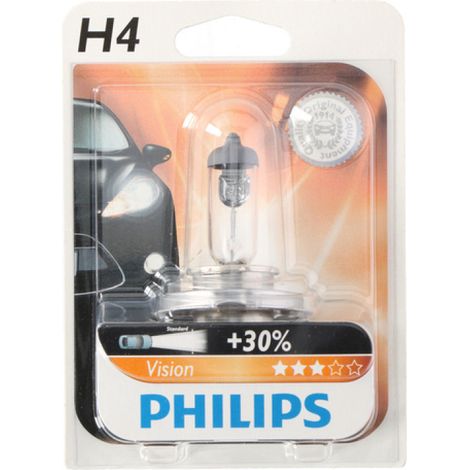 1 Stück H4-Halogenlampe für Scheinwerfer +30 % mehr Licht 60/55 W 12 V P14/5s Philips
