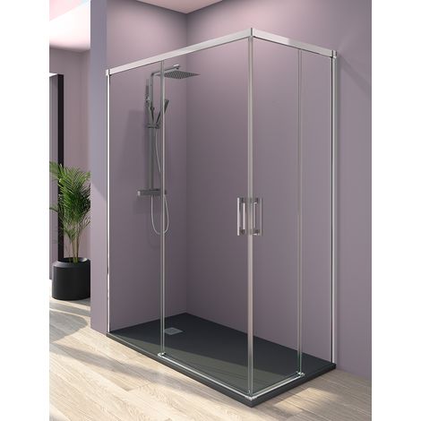 Mampara de Ducha Angular - 2 Hojas fijas + 2 Puertas Correderas - Modelo Sibila Q4 (70 x 80) (1/5)