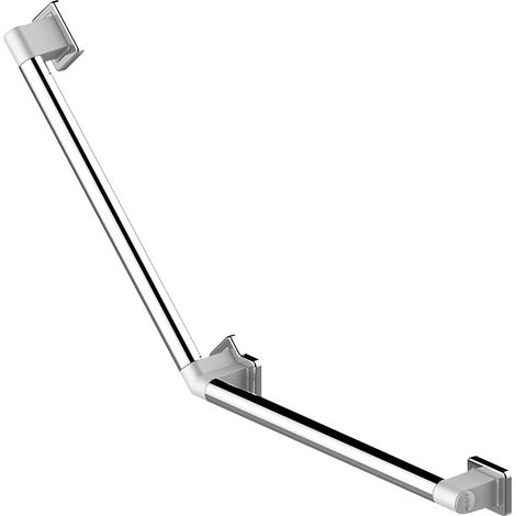 Barre d'appui main courante coudée 90° - Décor : Chromé / Blanc RAL 9003 - Hauteur : 350 mm - Longueur : 752 mm - Version : Coudée 135° - AKW