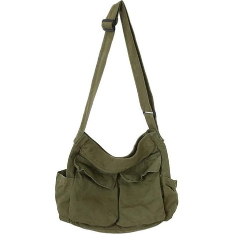 Women's canvas shoulder bag, large travel crossbody bag, multi-pocket (1/5)