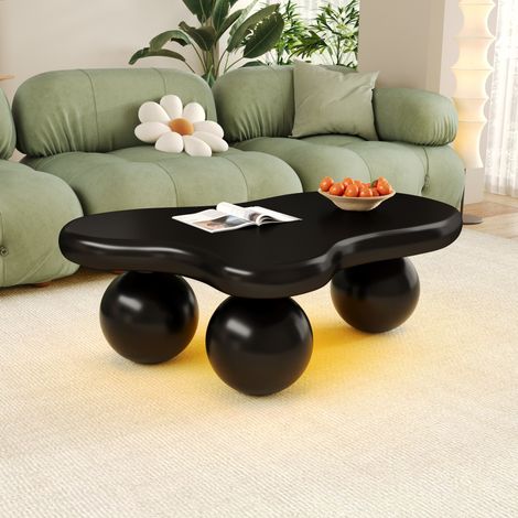 Table basse MDF noir 95 cm forme nuage avec LED (1/5)