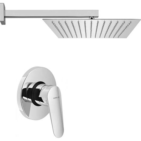 Set doccia cromato Nobili Hof con soffione quadrato 25x25 cm e miscelatore incasso (1/5)