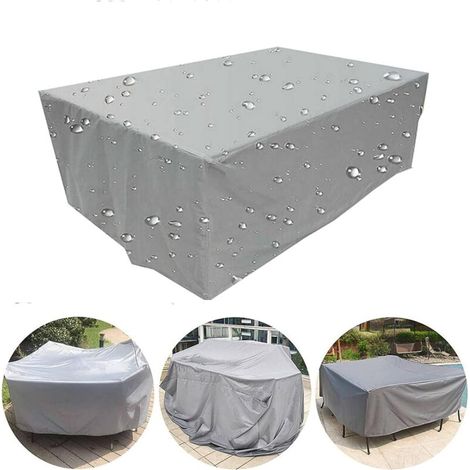 Housse de table de jardin, housse rectangulaire imperméable pour mobilier de jardin (table, canapé, fauteuil inclinable, chaises), argentée - 90 x 90 x (1/5)
