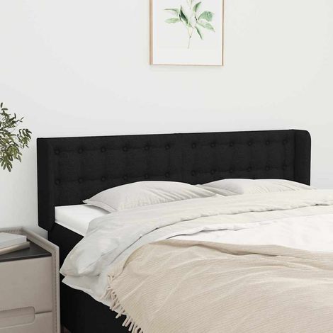 vidaXL Cabecero de tela negro 147x16x78/88 cm (1/5)