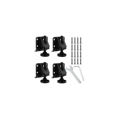 Juego de 4 patas niveladoras ajustables M10 (negras) para mesas, estantes, armarios y bancos de trabajo con tuercas de bloqueo - Crezuo (1/4)