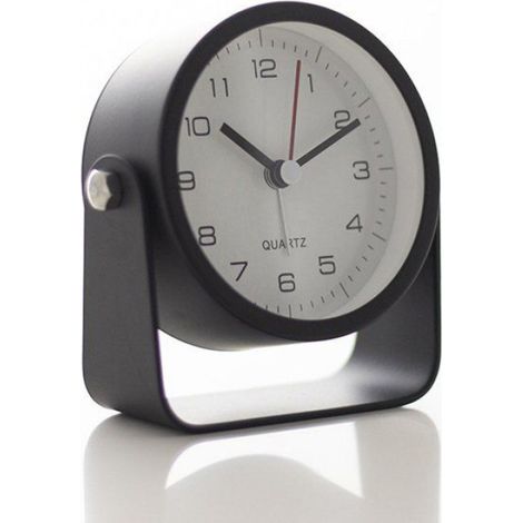 Réveil Analogique - Mouvement Quartz Silencieux - Éclairage Bouton Arrière - Pour Chambre Bureau Salle De Bain - Noir - 9,8 x 9,9 x 3,6 cm (1/5)