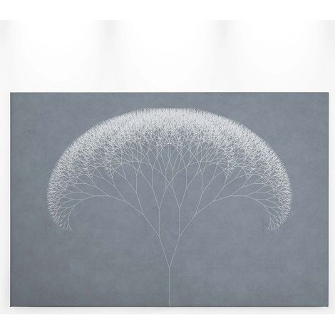 Tableau scandinave gris & blanc pour salon | Tableau moderne fleur pissenlit | Tableau géométrique salle de bain & couloir 0,9 x 0,6 m (1/5)
