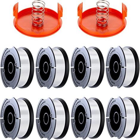 8 rouleaux de câble pour taille-haie, A6481 A6485 1,65 mm rouleaux de câble pour tondeuse à gazon (8 câbles de taille-haie, 2 capuchons, 2 ressorts) (1/5)