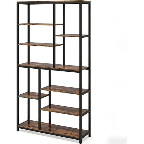 Étagère haute polyvalente en métal et panneaux rustiques 100x30x200 cm (1/5)