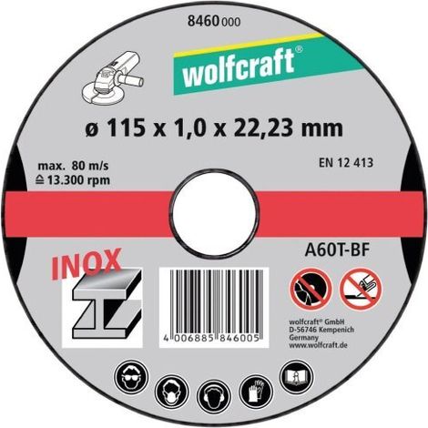 WOLFCRAFT - DISCO DA TAGLIO PER ACCIAIO INOX EXTRA SOTTILE DN. LAVORO 115 3 PEZZI 8460000 (1/3)