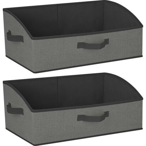 Boîtes de Rangement en Tissu 28L,Lot de 2 Panier Rangement 50x28.5x20cm,Grande Cube de Rangement Pliable en Tissu Ouvertes avec Poignées pour Vêtements, Jouets, Livres, Armoire (1/5)