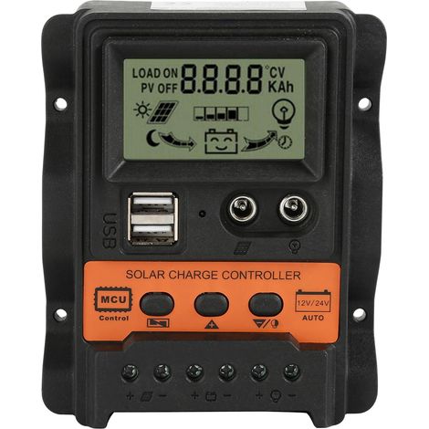 Solarladeregler, PWM-Solarladeregler 12 V 24 V 30 A Dual 5 V USB-Ausgang Solarpanel-Laderegler mit LCD-Display für Blei-Säure-Batterien(30A) (1/5)