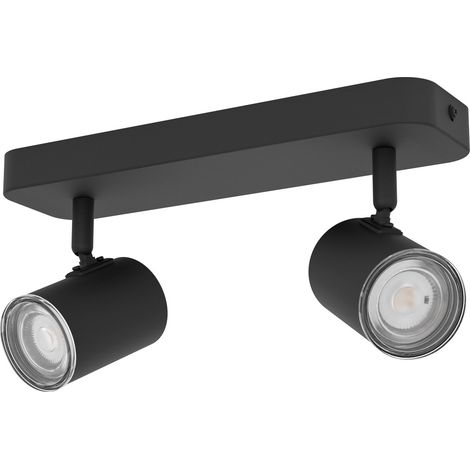 Spot Lineare Moderno Consuma 1 Acciaio Nero 2 Luci Gu10 Ip44