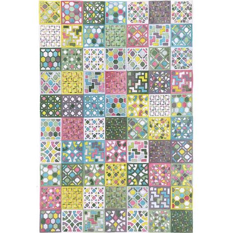 Tapis peau de vache 160x230 multicolore kilm fait à la main ROCK (1/5)