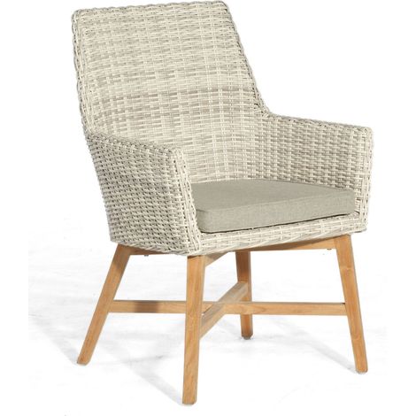 Sonnenpartner Garten-Sessel Helios white-coral Gartenstuhl Alu/Teakholz/Polyrattan