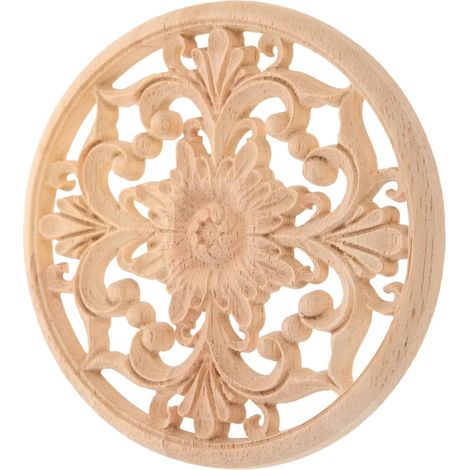 Applique décorative en bois kaki pour porte de placard 12x12 (1/5)