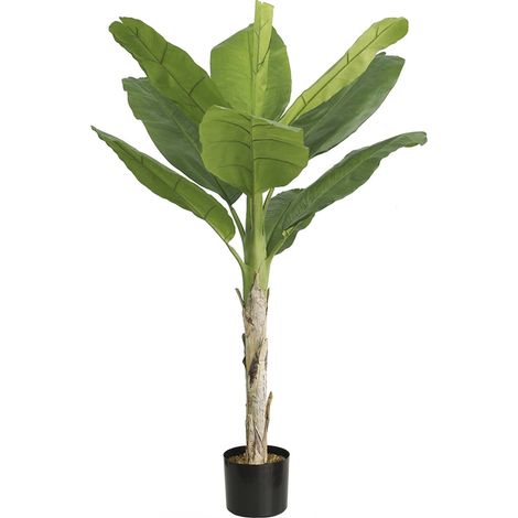 bananier artificiel vert réaliste pour décoration intérieure - vert feuillage naturel et tronc marron (1/3)