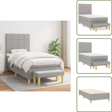 Boxspringbett mit Matratze Hellgrau 100x200 cm Stoff - Boxspringbett - Doppelbett - Schlafraum - Bettgestell - Bettauflage (1/5)
