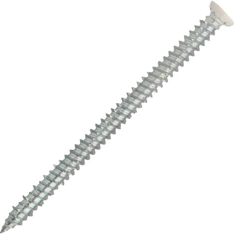 Boîte 100 Vis béton à fixation directe 7.5x102 mm, Tête fraisée blanc T30, Fixation directe dans le matériau support, Montage traversant sans tension grâce à son filetage (1/2)