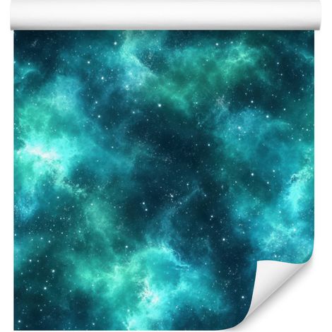 Papier peint aquarelle galaxie turquoise, vert d'eau et céladon 50x1000 cm (1/5)