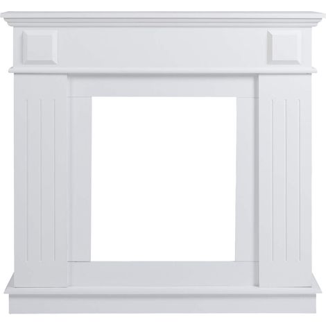 Rebecca Mobili Cornice Decorativa Camino Finto Legno Bianco Classico 100x109x26