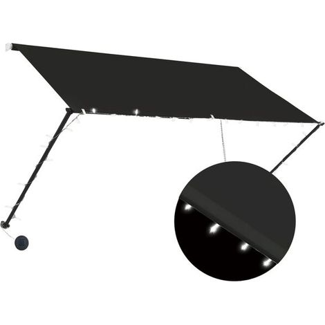Store banne rétractable avec éclairage LED, 250 x 150 cm, gris anthracite (1/5)