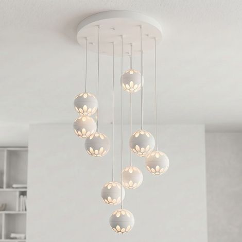 LED-Pendelleuchte 9 weiße Kugeln 9x7W 2700K (1/2)