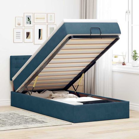 vidaXL Cadre de lit ottoman avec matelas bleu foncé 80x200 cm velours (1/5)