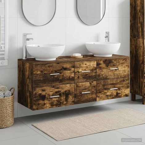 vidaXL Bathroom Furniture Set 3 pcs Smoked Oak 129 x 44.5 x 80 cm (1/5)