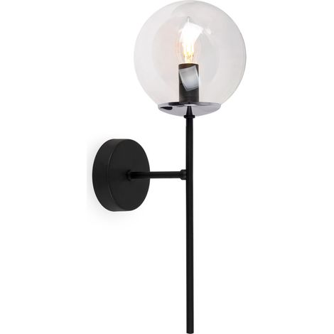 APLIQUE SIENA CROMO NEGRO 1 LÁMPARA PLANA TRANSPARENTE E14