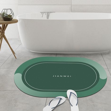 Tapis de sol absorbant en terre de diatomées douce, imprimé et coloré, antidérapant, à séchage rapide, idéal pour les salles de bain, les toilettes et la maison - Turquoise - 40 x 60 cm