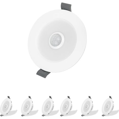 Spot encastrable 2,5 pouces avec capteur à induction, lot de 6 avec commande d'éclairage + capteur infrarouge, indice de protection IP44, étanche, adapté à l'éclairage du plafond dans le couloir (1/5)