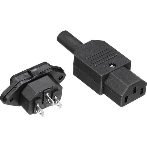 AC250V 10A 3 Broches Prise Adaptateur Connecteur IEC320 C13 Femelle 3 Pack et IEC C14 Panneau Montage Prise Adaptateur avec Couvercle 1 Pack pour Alimentation Connexion (1/4)