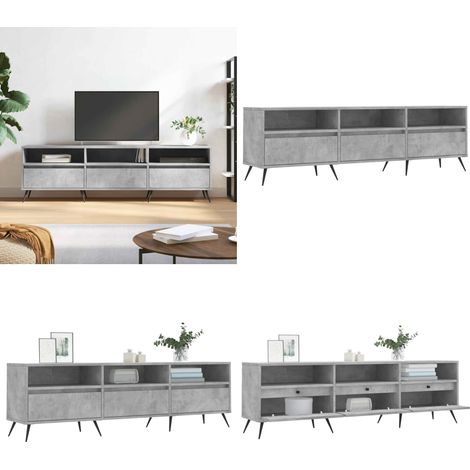 Meuble TV gris béton 150x30x44,5 cm bois d'ingénierie - Meubles Tv - Meuble Tv - Buffet Tv - Banc Tv - Meuble Rangement - Home & Living (1/5)